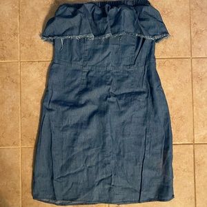 Faux Denim Strapless Dress